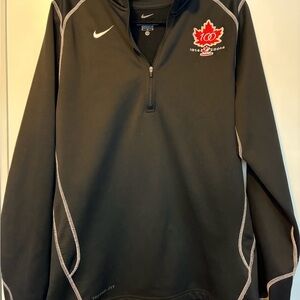 Nike Black Zip Up Sweater with Embroidered Hockey Canada 100th Anniversary logo